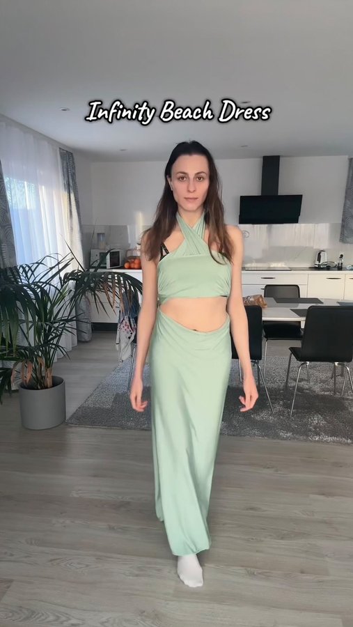 Instagram post by @leilalevchenko for InfinityDress. Caption reads: [...] a discount🩵
Shop here:....