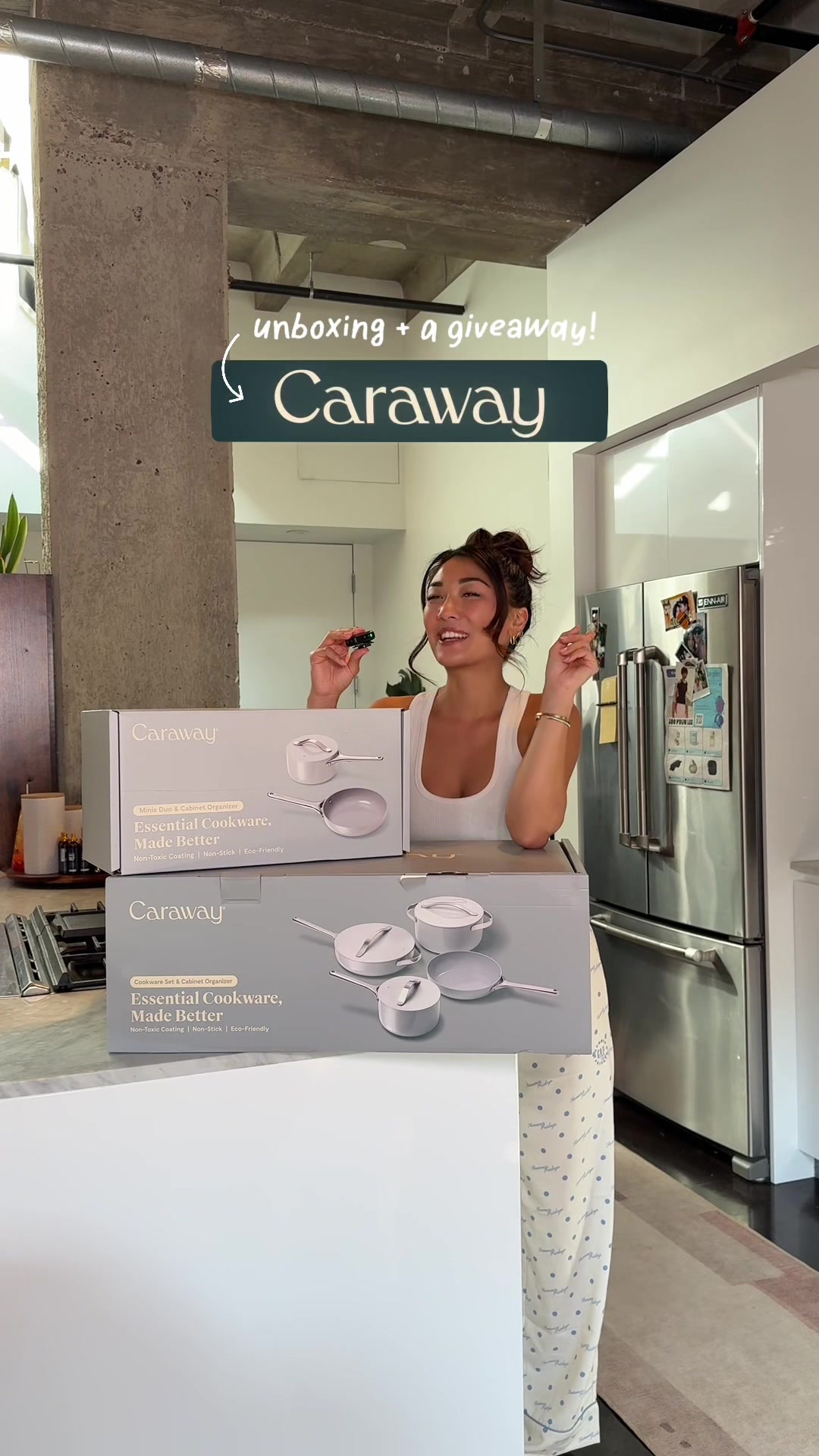 TikTok post by @iamsooyounlee for Caraway Home. Caption reads: Caraway…how did you know I needed new pots and....