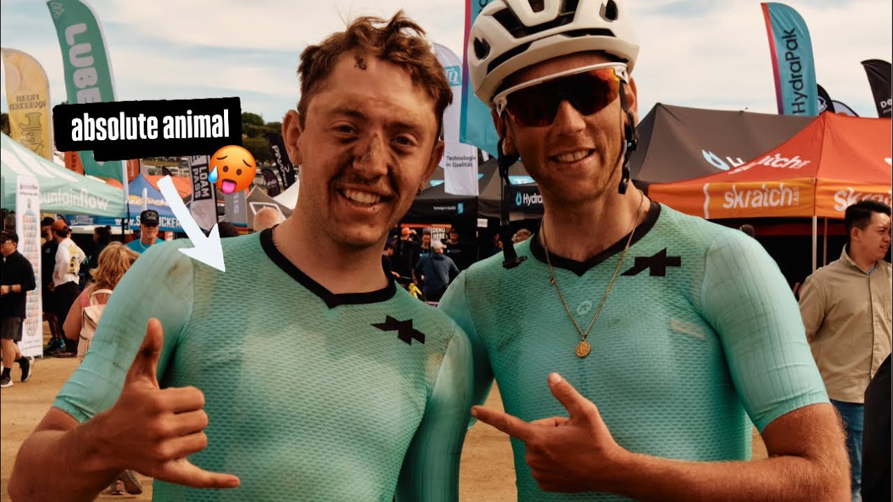 YouTube post by @bbikerlawrence for Styrkr. Caption reads: THIS WAS UNBELIEVABLE… RACING AT SEA OTTER GRAVEL....