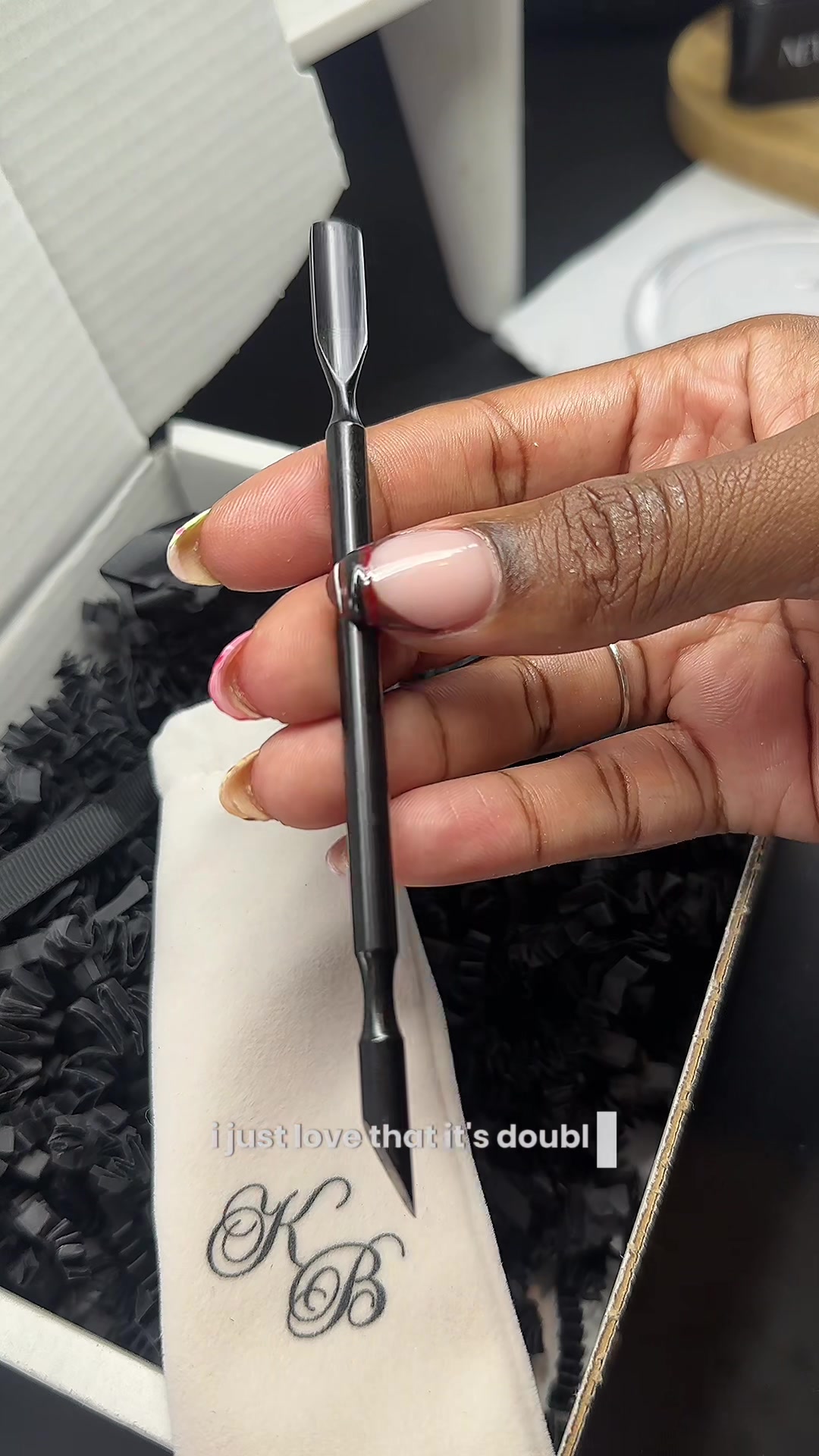 TikTok post by @dno.nails for Katie Barnes Tool Range. Caption reads: @Katie Barnes Tool Range tools cover everyyy....