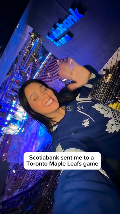 Instagram post by @natdoumkos for Scotiabank. Caption reads: [...] an NHL game is fun, but since I am a....