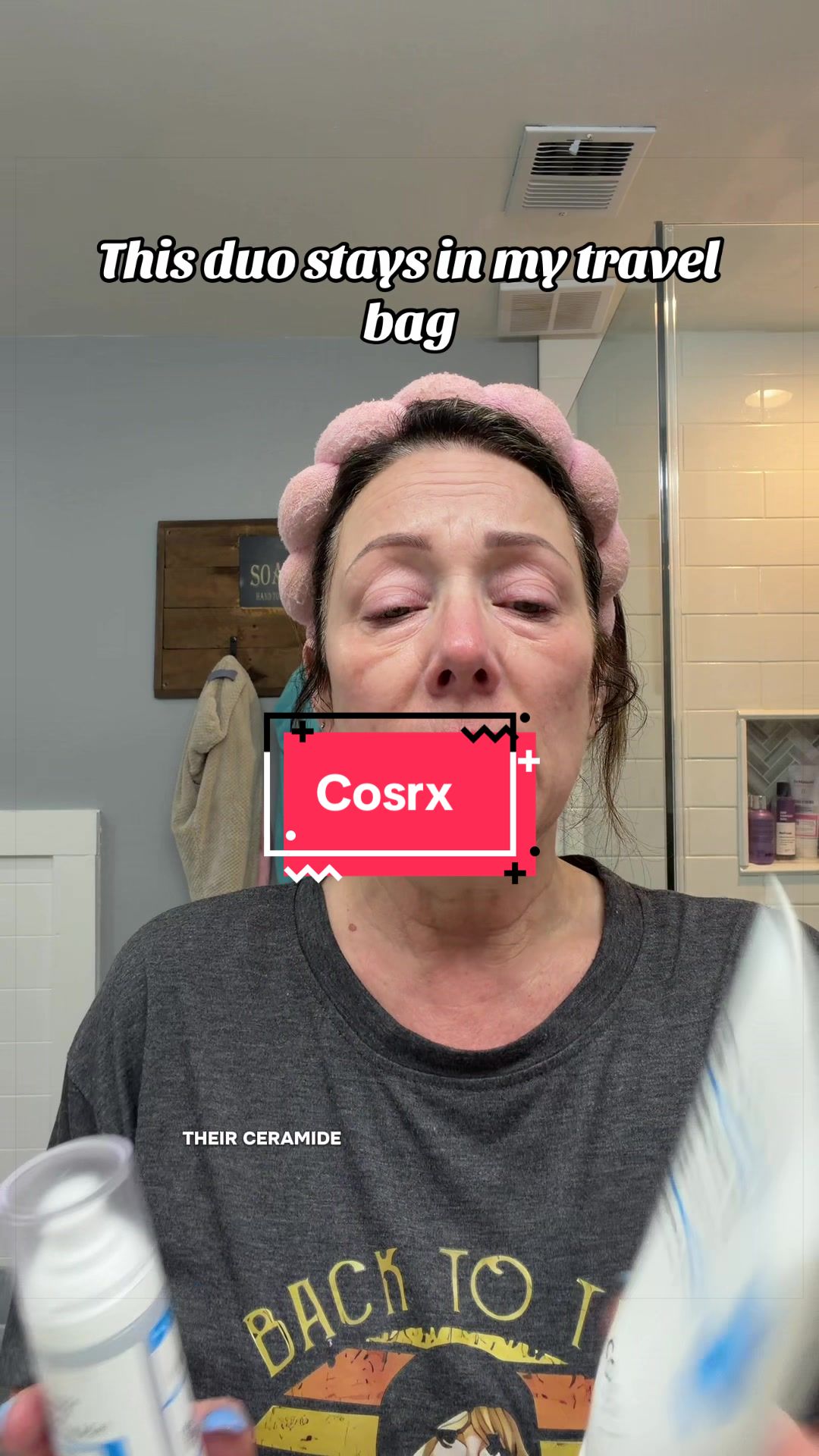 TikTok post by @cathy_alwaysanadventure for COSRX. Caption reads: COSRX barrier moisturizer duo, [...].