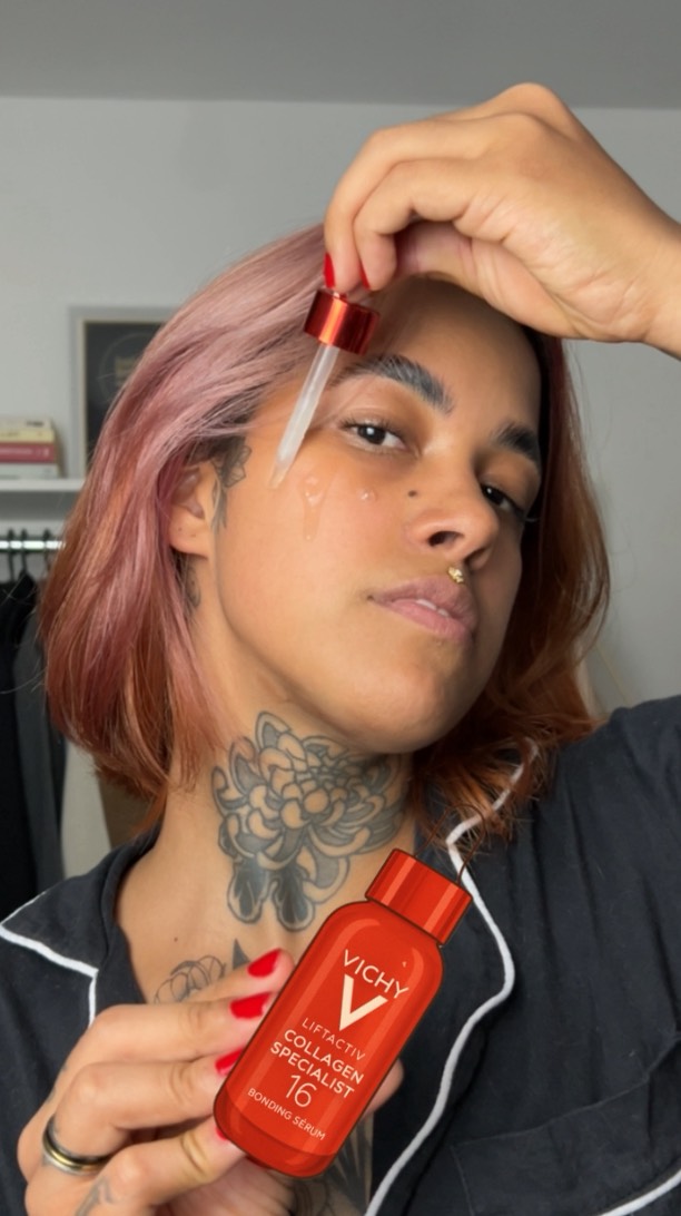 Instagram post by @aquarela_garota for Vichy Brasil. Caption reads: Um glow que vem de dentro pra fora ✨

Testando o....