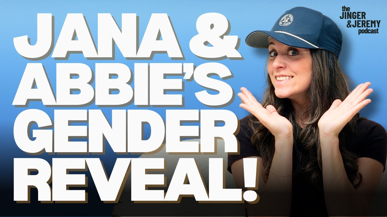 YouTube post by @JingerandJeremy for Nanit. Caption reads: DUGGAR TWIN GENDER REVEAL: Jana & Abbie Share the....