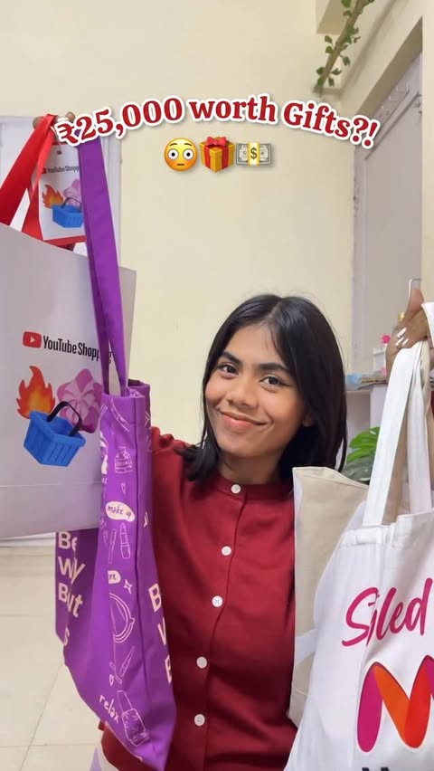 Instagram post by @lavanyalifestyle for Purplle. Caption reads: let’s unbox some fun gifts from my fav brands❤️⭐️.