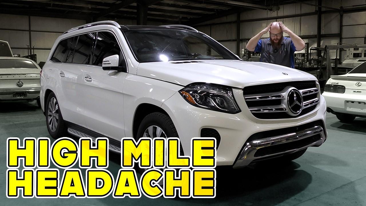 YouTube post by @CarWizard for BendPak. Caption reads: 2018 GLS350: A Mechanic's Brutally Honest Take....