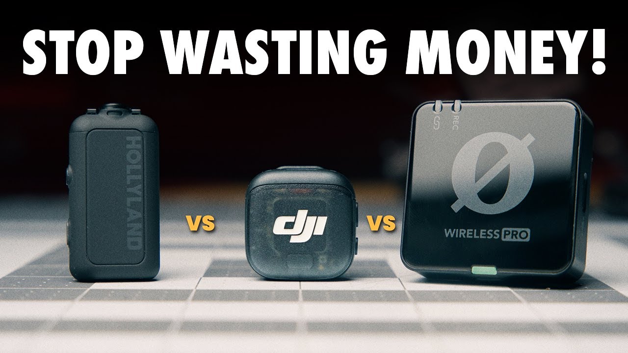 YouTube post by @BenGleasonMedia for CRDBAG. Caption reads: DJI Mic 3 vs Rode Wireless Pro vs Hollyland Lark....