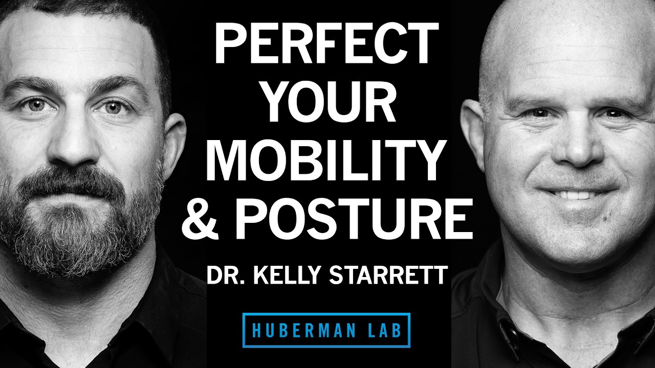 YouTube post by @hubermanlab for Joovv. Caption reads: How to Improve Your Mobility, Posture &....