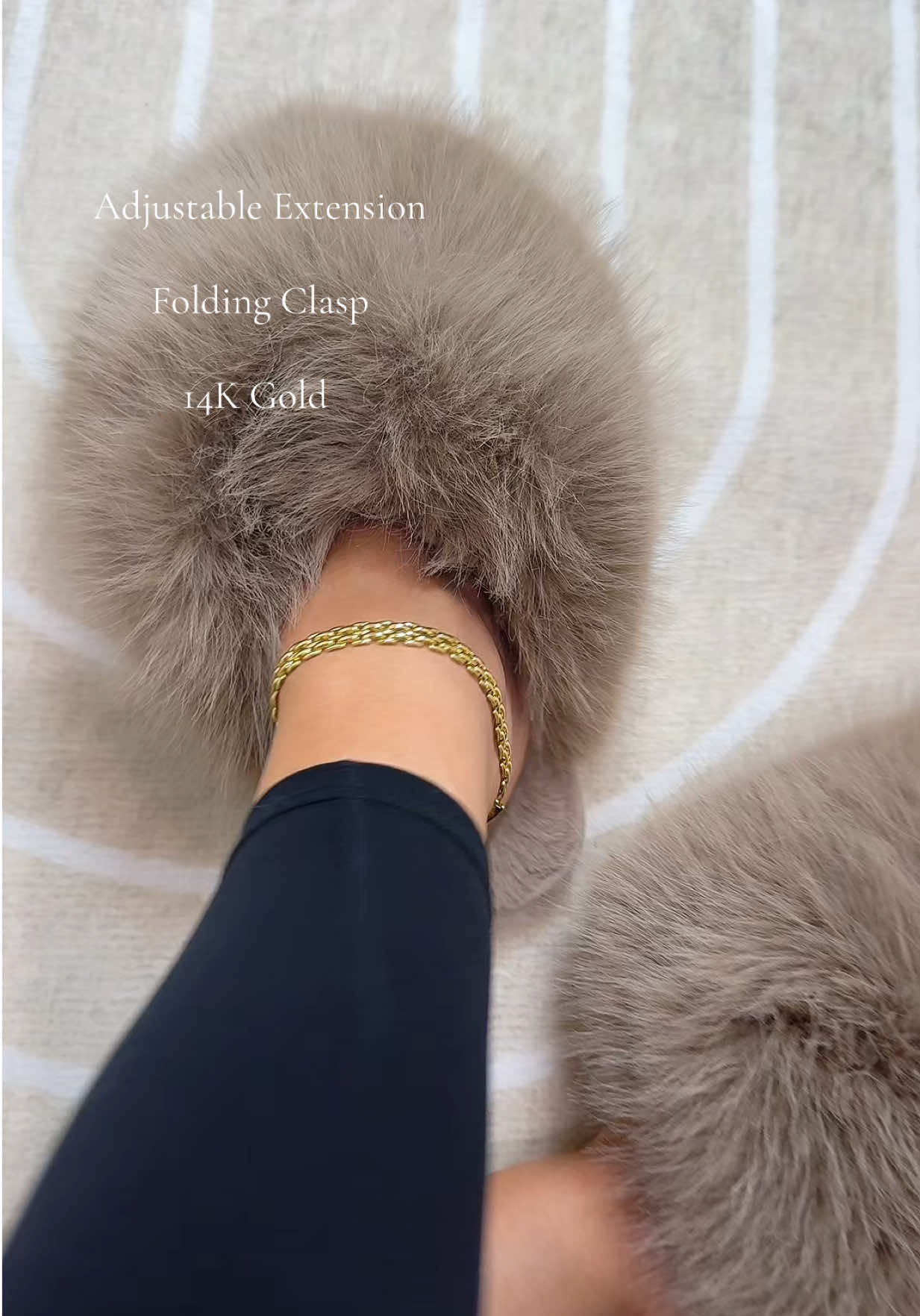 TikTok post by @gabriella.valentino for KissYan Jewelry. Caption reads: 14k gold plated anklet ✨ @KissYanOfficial....