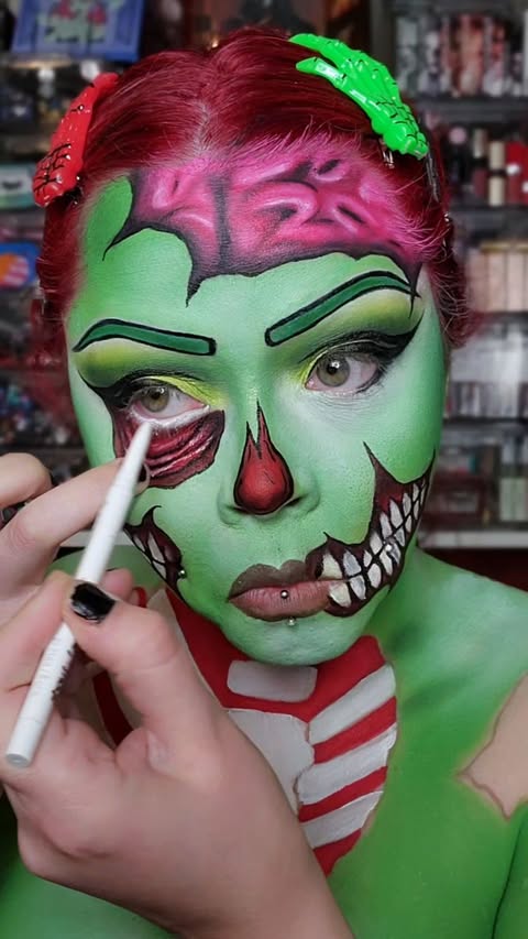 Instagram post by @sydneynicoleaddams for Sugarpill Cosmetics. Caption reads: Christmas Zombie 🎄🧟‍♀️ makeup tutorial from last....