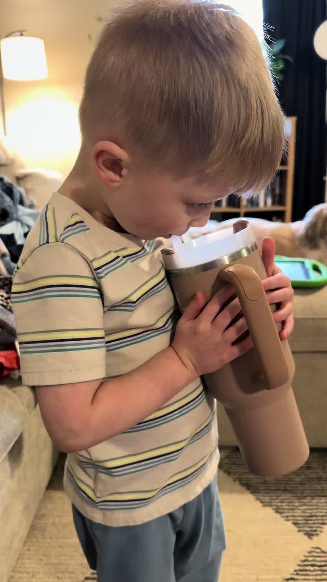 TikTok post by @kaylabattles for HYDROJUG. Caption reads: @HYDROJUG Big kid status with his 20 oz Riptide.....