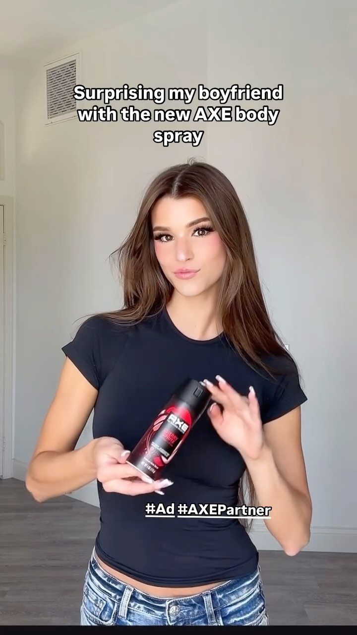 Instagram post by @brookemonk for AXE. Caption reads: So excited to give this to him! #ad @axe....
