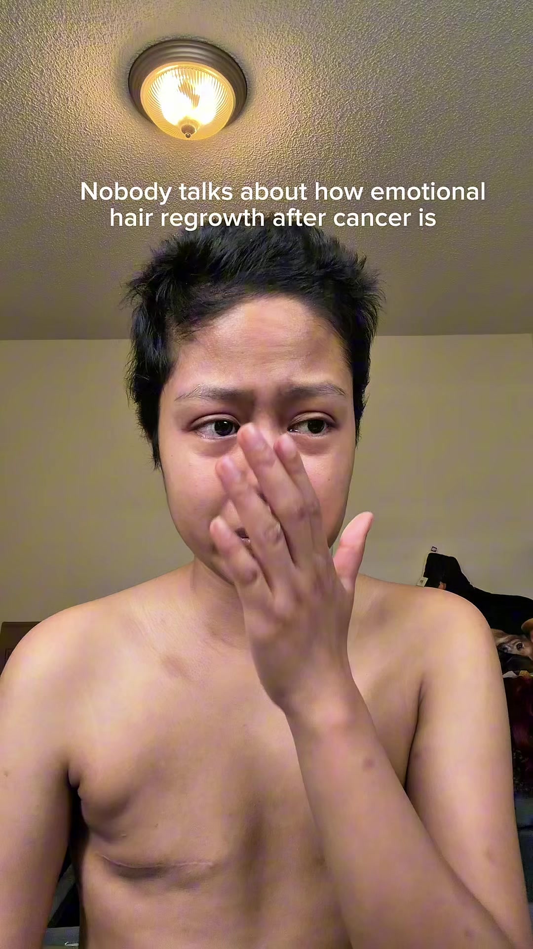 TikTok post by @gwenxxe for The Mane Attraction. Caption reads: [...] hair after cancer treatments. @The Mane....