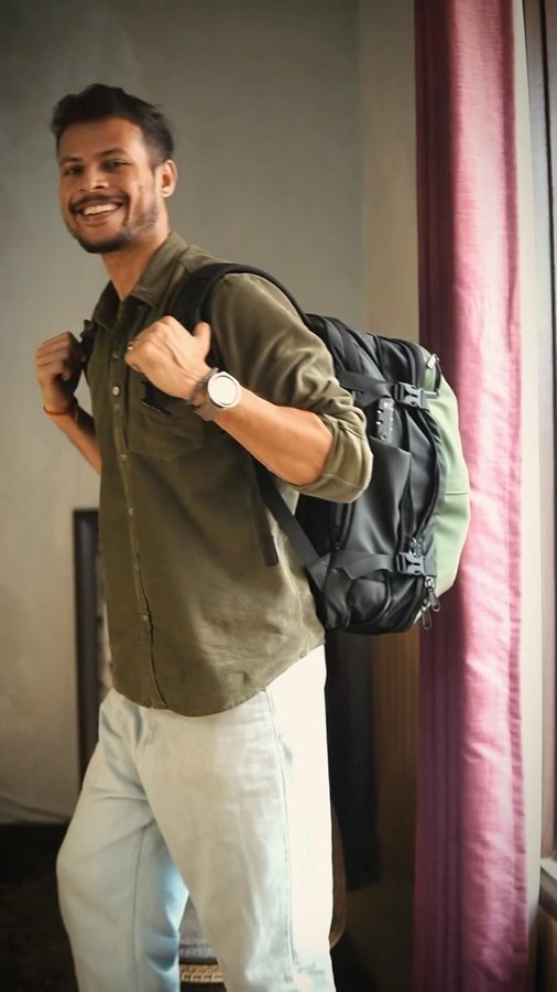 Instagram post by @rohitsinghaa for Airback. Caption reads: Traveling with my AirBack has been a game-changer!....