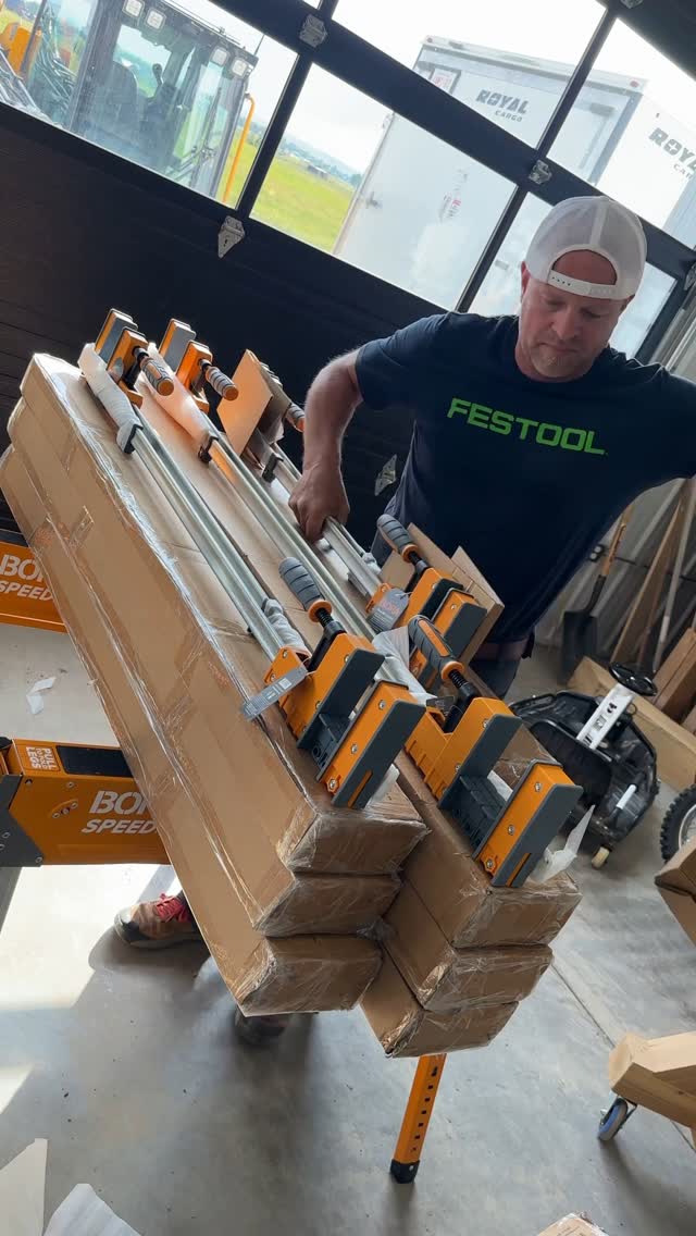 Instagram post by @dustylumberco for BORA Tool. Caption reads: About to do a big glue up that I don’t have enough....