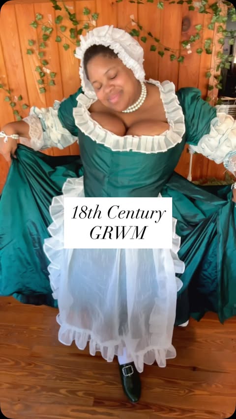 Instagram post by @naomiloveshistory for American Duchess. Caption reads: My gown inspired by the 18th century portrait “A....