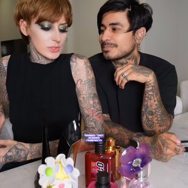 Instagram post by @oliviaolfactory for Marc Jacobs Fragrances. Caption reads: Husband tries designer fragrances 🤌🏻 
.
#perfume....
