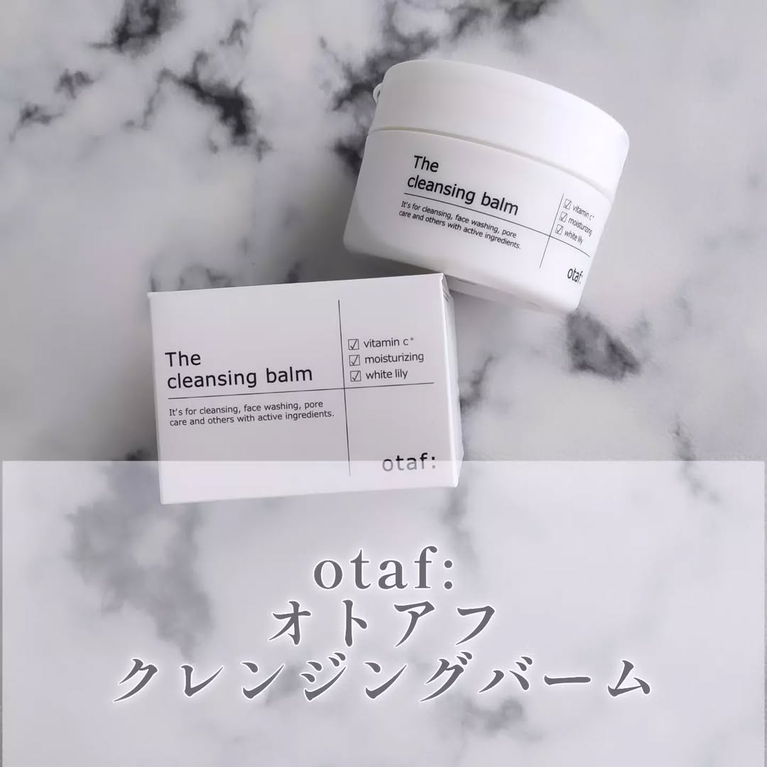 Instagram post by @tokagemama46 for OTAF. Caption reads: ＜otaf: オトアフ クレンジングバーム＞を愛用中♪ しっかり落として、洗い上がりしっとり。....