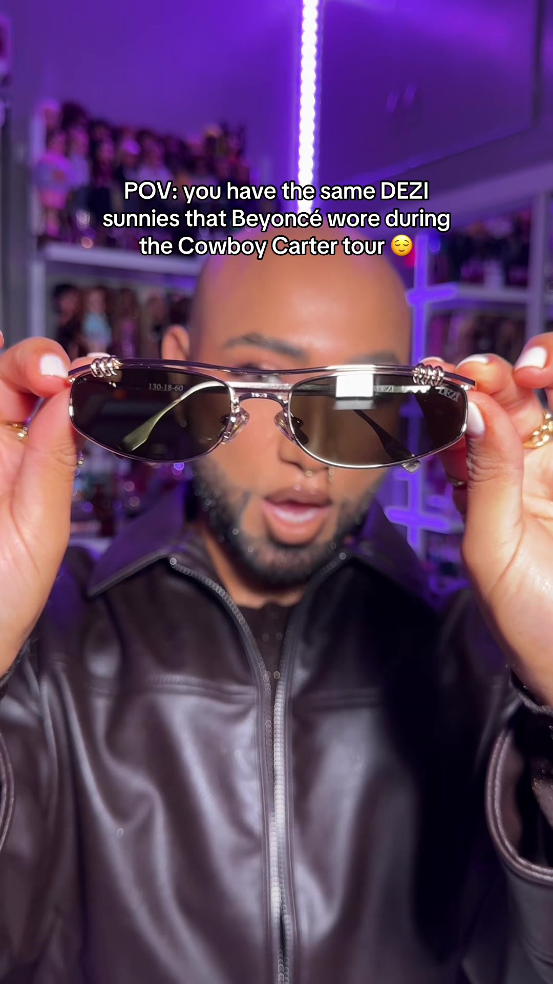 TikTok post by @makeupwithivan for DEZI. Caption reads: Beyoncé and I have the same @DEZI EYEWEAR....