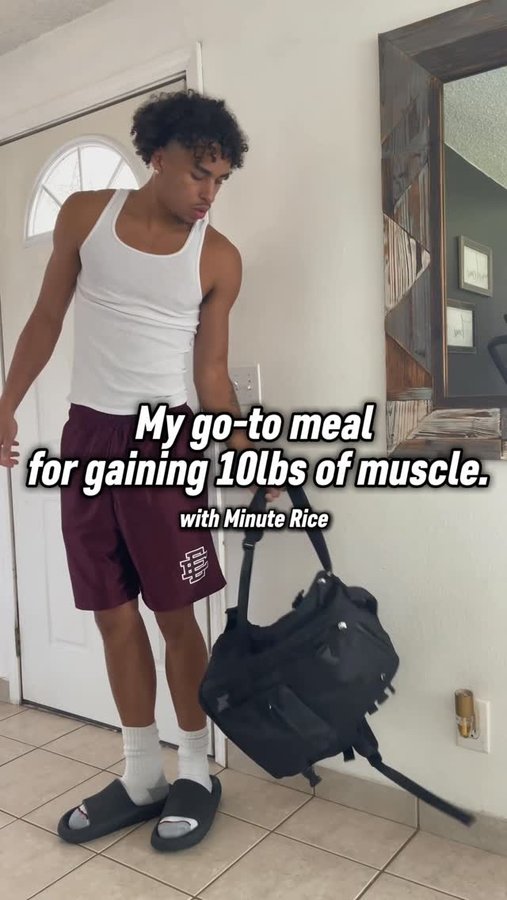 Instagram post by @jayohoopss for Minute Rice. Caption reads: #ad Post-workout fuel never tasted this good. Pair....