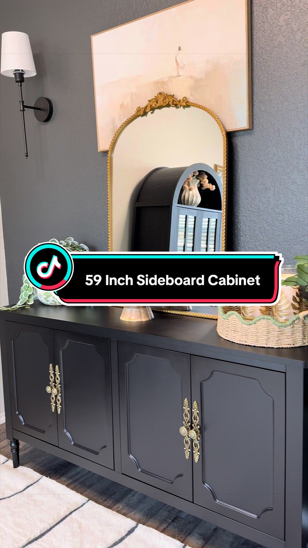 TikTok post by @homewithkasandra for Royalcraft. Caption reads: [...] #furniture #sideboard #consoletable....
