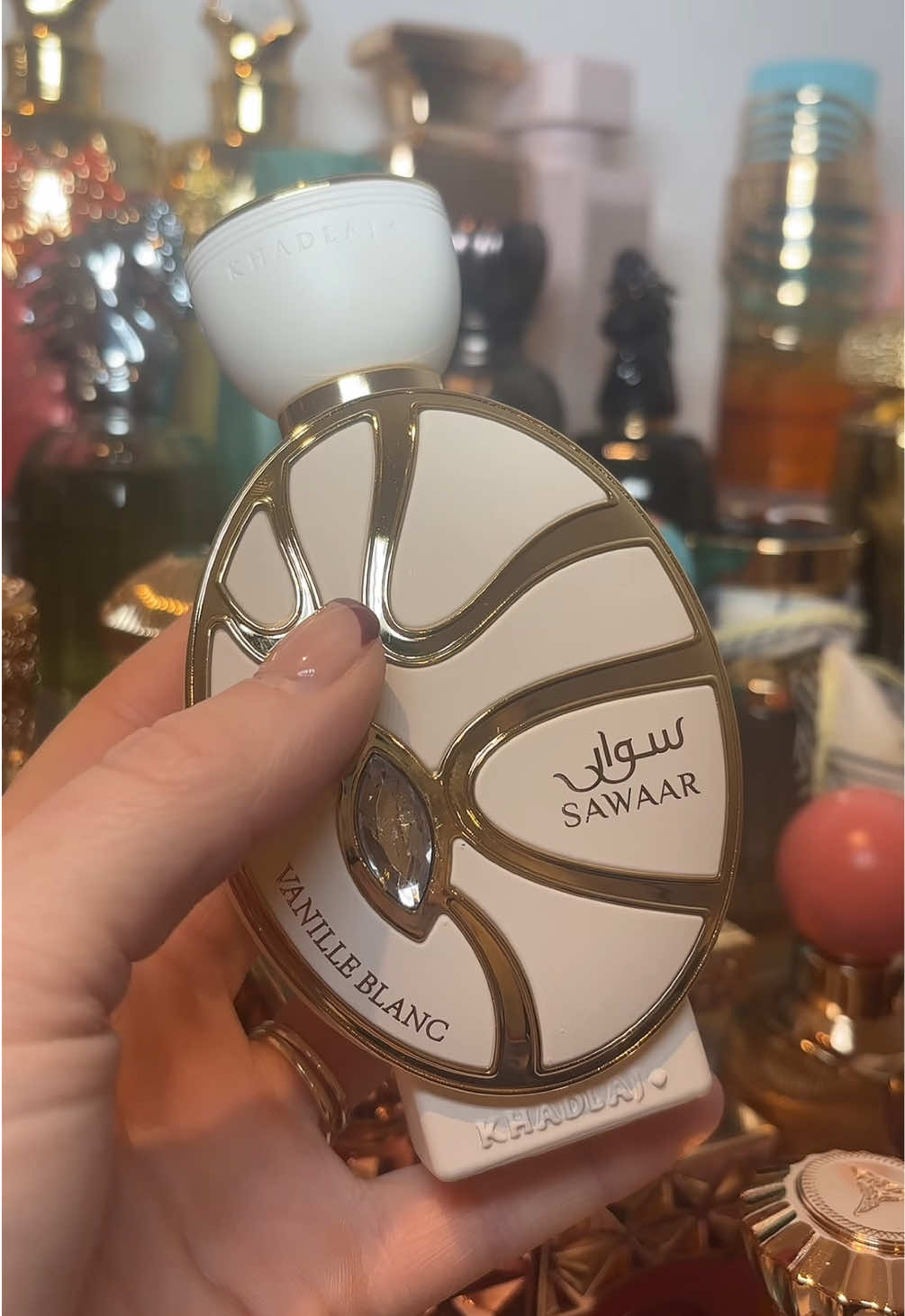 TikTok post by @lisafragrances for French Arabian Perfumes. Caption reads: Sawaar Vanille Blanc Khadlaj! Wow! this is an....