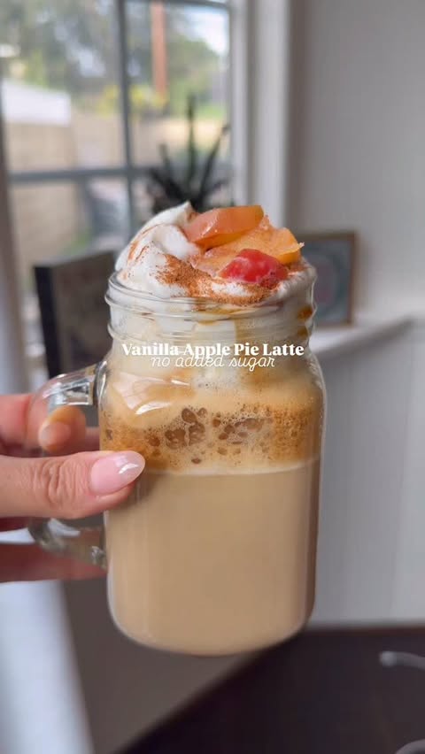 Instagram post by @mealprepsandmacros for Lakanto. Caption reads: Vanilla Apple Pie Latte 🍎☕️Comment ‘Apple’ to....