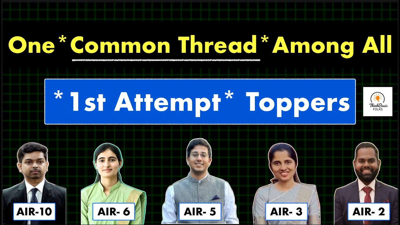 YouTube post by @ThinkBasicFolks for Testbook. Caption reads: How To Top in UPSC IAS in First Attempt | पहले....