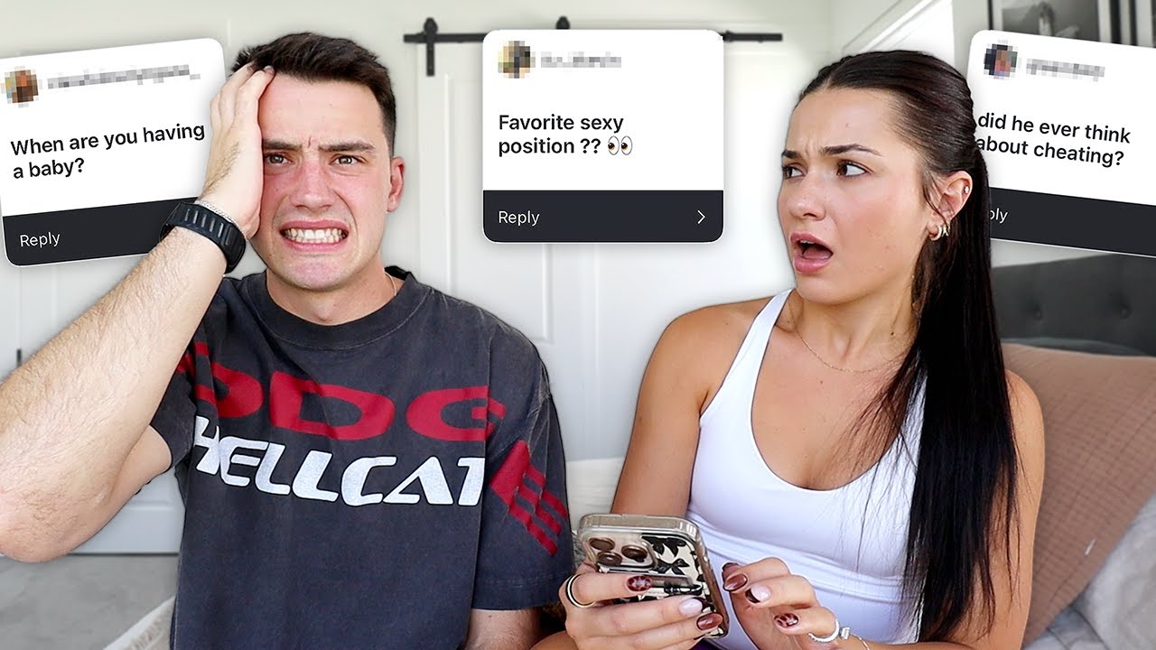 YouTube post by @SamJess for Acanva. Caption reads: PUTTING MY HUSBAND IN THE HOT SEAT....