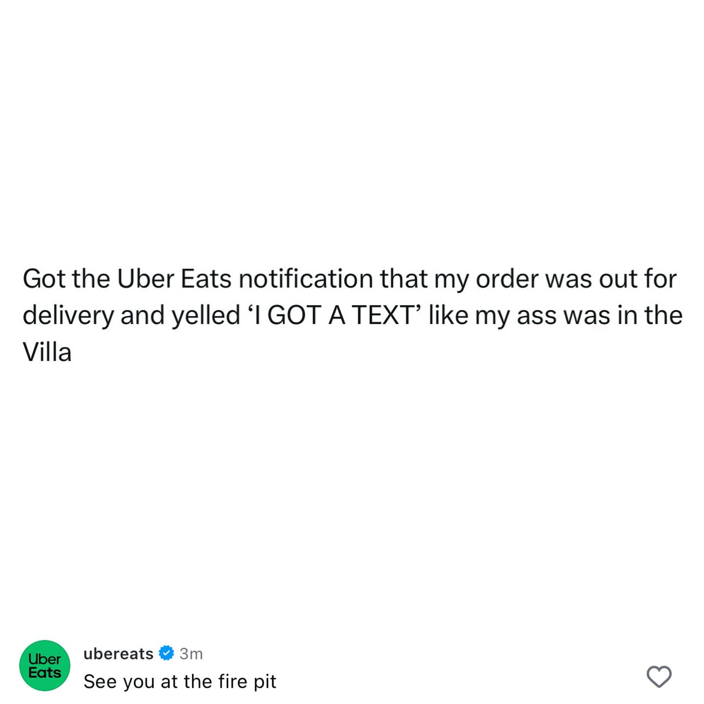 Instagram post by @commentsbycelebs for Uber Eats. Caption reads: @ubereats can I pull you for a chat? #ad.