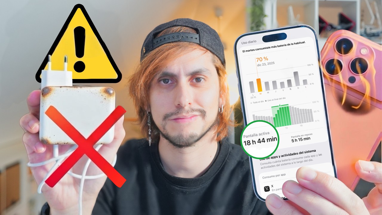 YouTube post by @RodHerzstrom for KUXIU. Caption reads: You're charging your iPhone wrong in 2026: Here's....