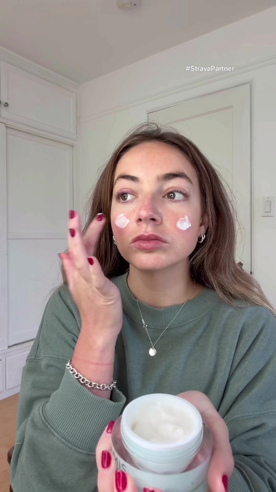 TikTok post by @washyourpillowcases for Strava. Caption reads: [...] listened to y’all and downloaded @Strava …....