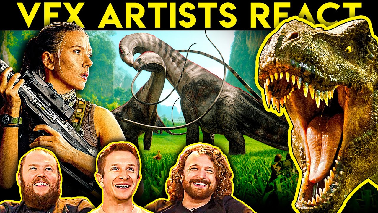 YouTube post by @CorridorCrew for Jurassic World. Caption reads: VFX Artists React to Bad & Great CGi 187.