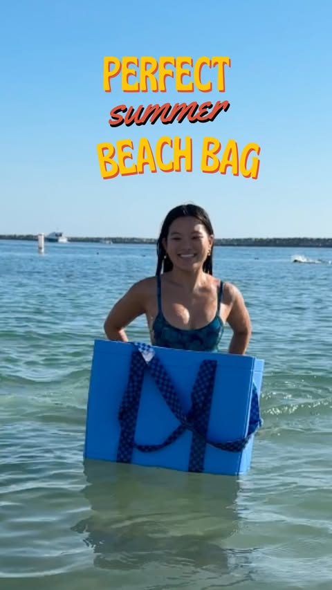 Instagram post by @d.gaf for Owala. Caption reads: [...] The perfect beach bag for summer. @owala....