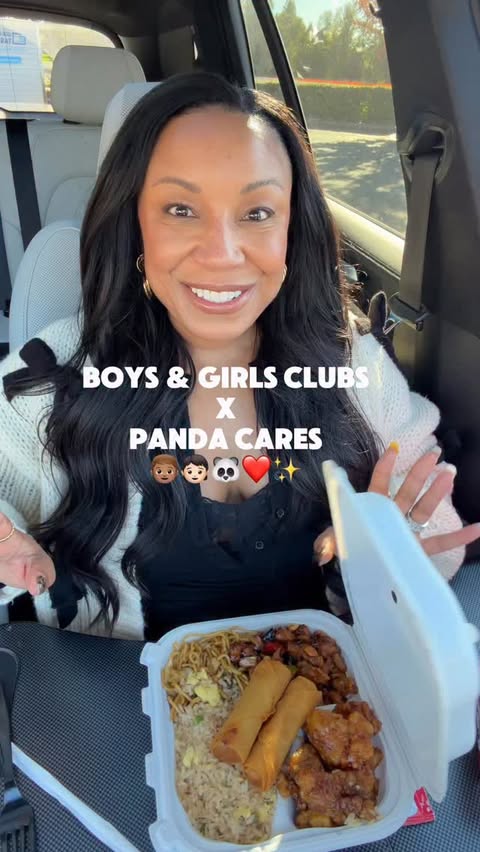 Instagram post by @lex.loves_ for Panda Express. Caption reads: [...] Cares, the philanthropic arm of 🧡🐼Panda....