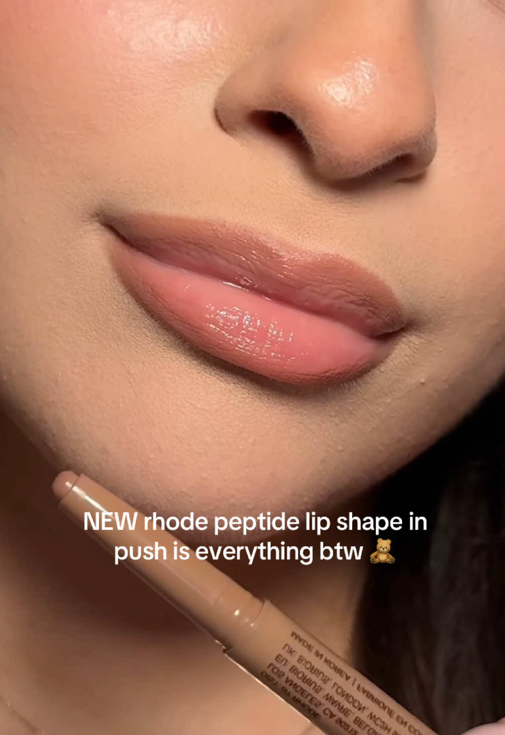 TikTok post by @222katerina for Rhode Skin. Caption reads: [...] perfect everyday shade 🧸 @rhode skin rhode....