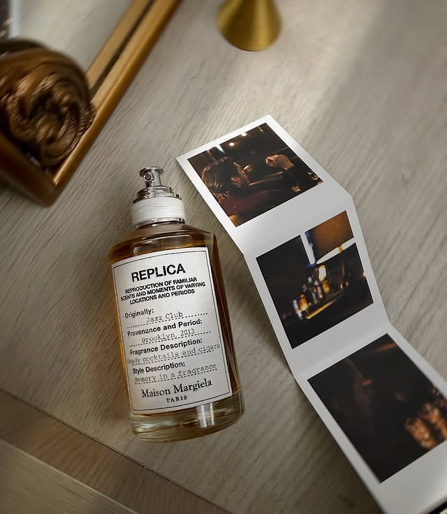 Instagram post by @karolsullivan for Maison Margiela Fragrances. Caption reads: [...] Jazz Club Eau de Toilette 🥃🪵....