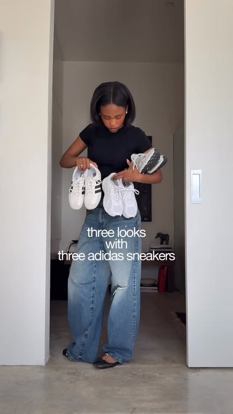 Instagram post by @living_lauryn for DSW Designer Shoe Warehouse. Caption reads: comfy can be cute! @dsw @adidas #ad.
