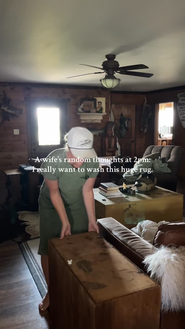 Instagram post by @reidhomestead for Ruggable. Caption reads: When in doubt choose a @ruggable rug. Had this....