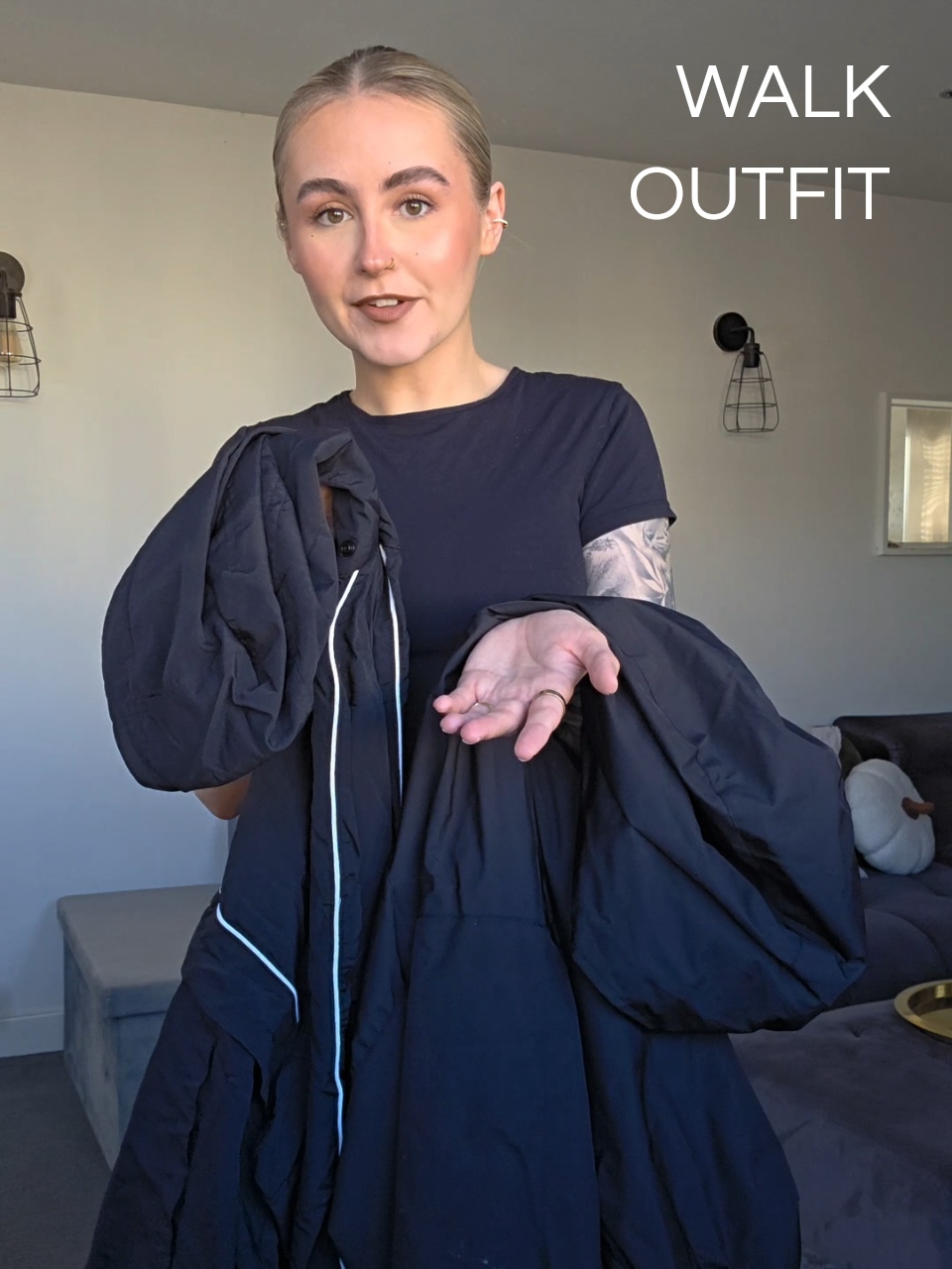TikTok post by @billiekerby for PUFFIT UK Shop. Caption reads: Walk outfit.. for an attempt to get my SEN child....