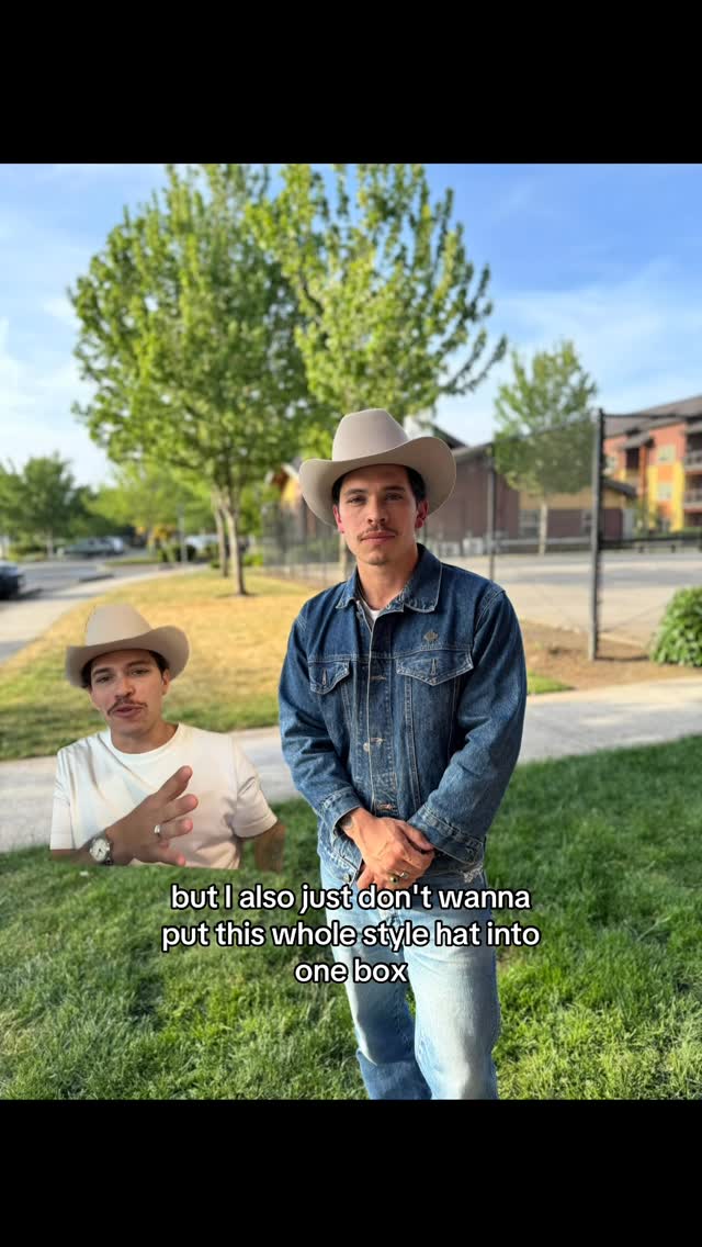 Instagram post by @therealprofessorx for Stetson. Caption reads: I feel like western hats can be styled with....