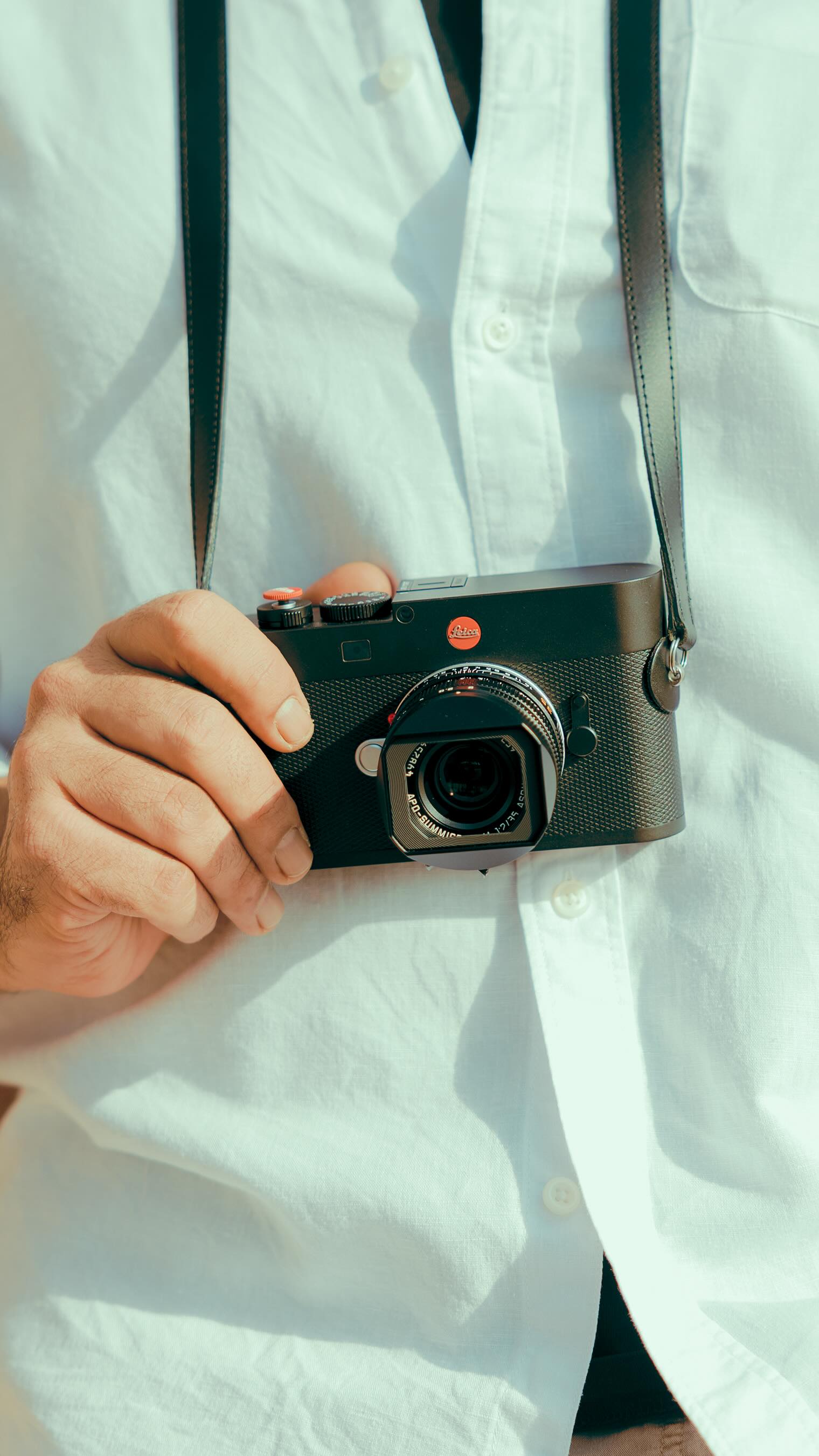 Instagram post by @rashedal3ajmi for Leica Camera. Caption reads: ENDLESS JOURNEY.. #leica MEV1 it’s not just a....