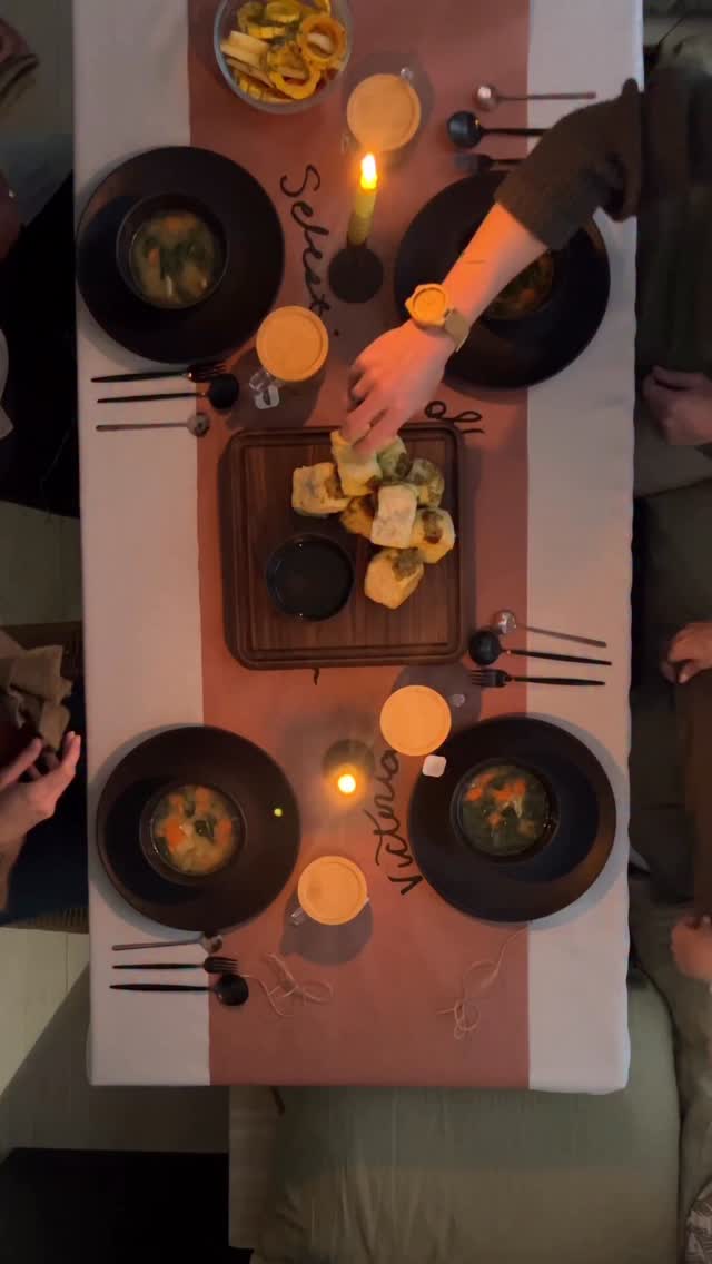 Instagram post by @victoriamorse for Caraway Home. Caption reads: Hosting season = nourished & intentional ✨.