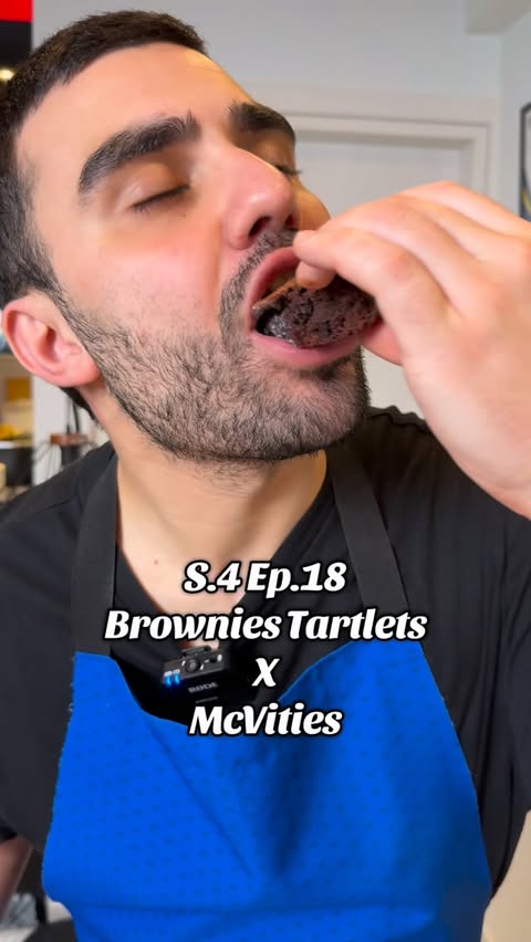Instagram post by @nikos_marolis for McVitie's. Caption reads: S.4 Ep.18 Brownies Tartlets McVities🍫 @mcvitiesgr....