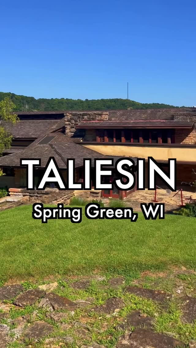Instagram post by @seeingcoolplaces for Travel Wisconsin. Caption reads: Taliesin was Frank Lloyd Wright’s Wisconsin home....