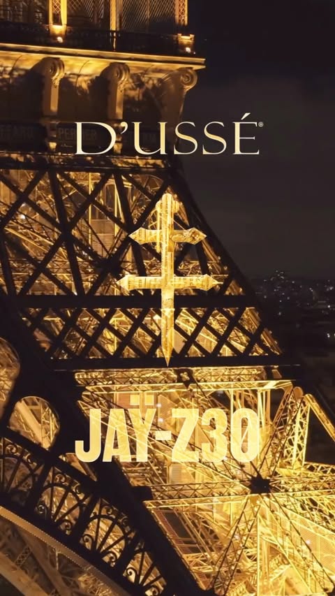Instagram post by @the_real_chi for D'USSE Cognac. Caption reads: [...] for Paris, spending the weekend with....