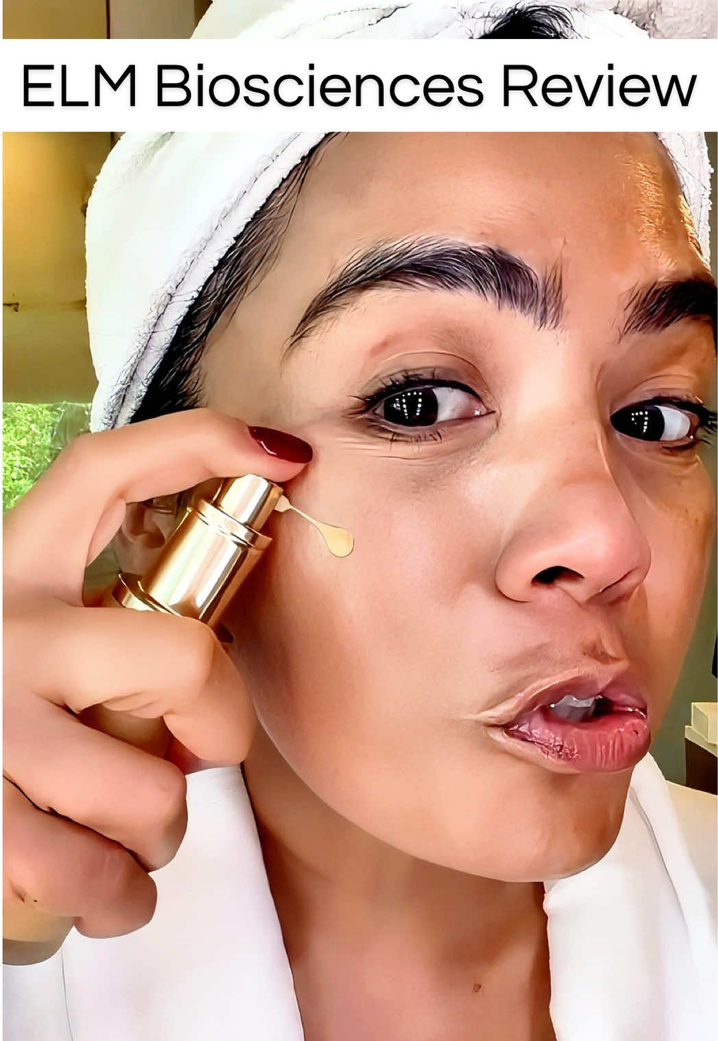 TikTok post by @watchlolita for Elm Biosciences. Caption reads: [...] and external skincare duo from @Elm....