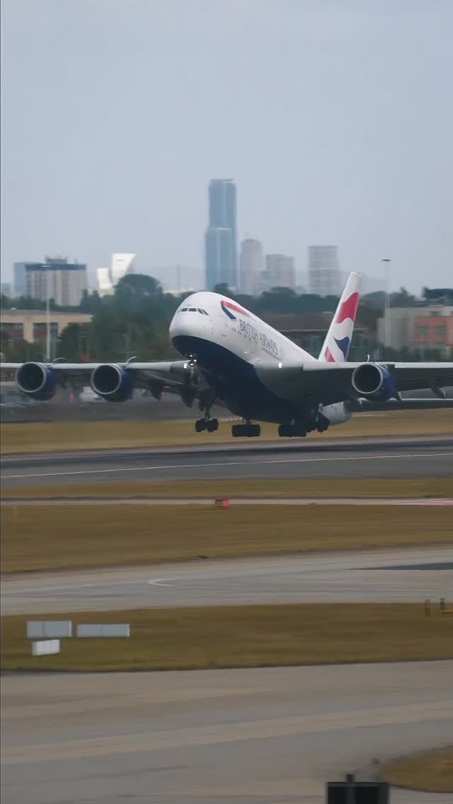Instagram post by @elemer.aviation for British Airways. Caption reads: British Airways Airbus A380-800....