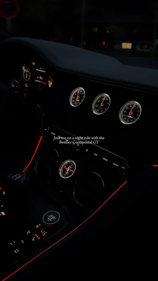 Instagram post by @the.mattbook for Bentley Motors. Caption reads: [Ad] Night rides in the Bentley Continental GT hit....