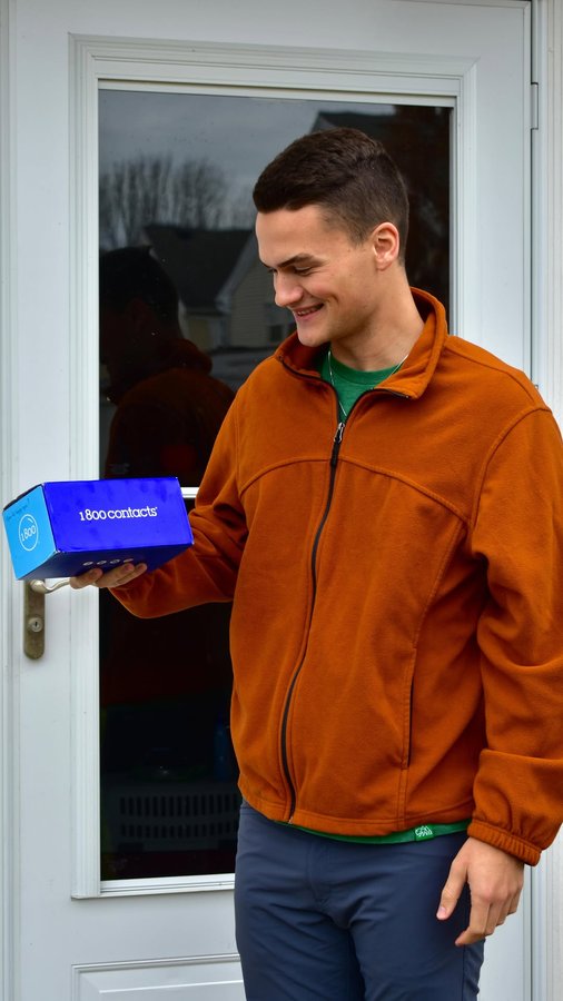 Instagram post by @hikingwithhykes for 1800 Contacts. Caption reads: 🚫How to avoid disaster with @1800contacts #ad....